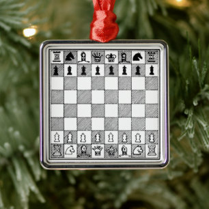 Métallique Ornement à thème Black & White Chess