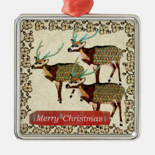 Métallique Ornement artistique de Joyeux Noël de cerfs