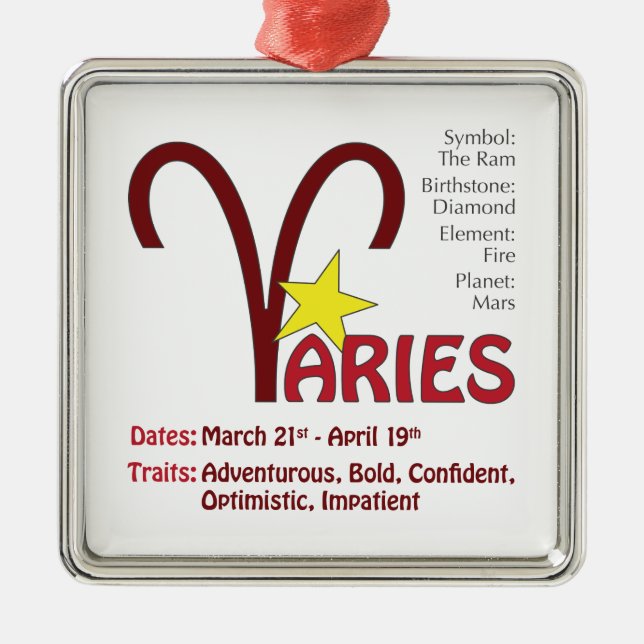 Métallique Ornement Carré Aries Traits (Devant)