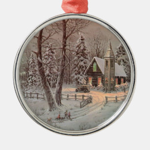 Métallique Ornement d'arbre de Noël de scène d'église de p
