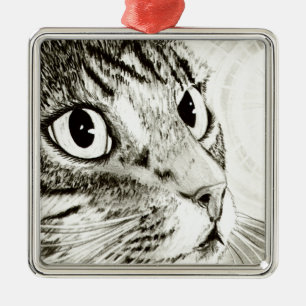 Métallique Ornement d'art d'imaginaire de chat tigré de