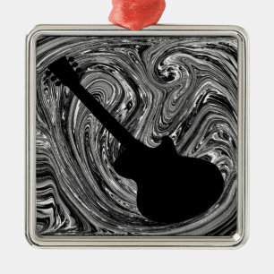 Métallique Ornement de guitare Abstrait, noir et blanc