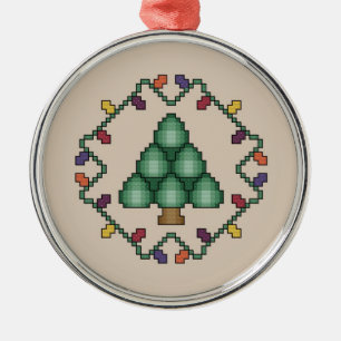 Métallique Ornement de point de croix d'arbre de Noël