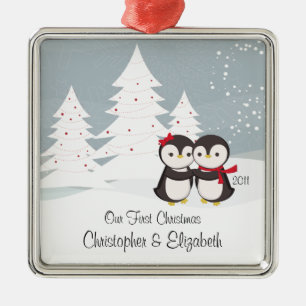 Métallique Ornement mignon de Noël d'amour de couples de
