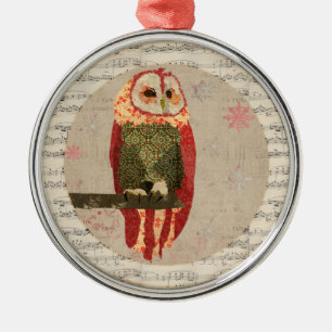 Métallique Ornement rouge de flocons de neige de hibou