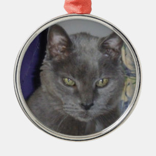 Métallique Ornement russe de chat bleu