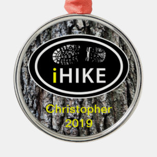 Métallique Randonnée personnalisée "iHIKE" Ornement d'écorce 