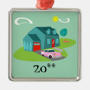 Métallique Rétro ornement suburbain de Noël de Chambre
