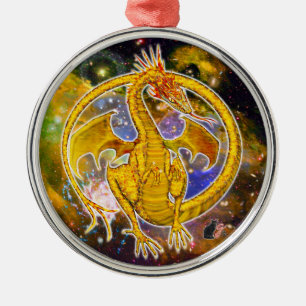 Métallique Topaz - Ornement de dragon cosmique