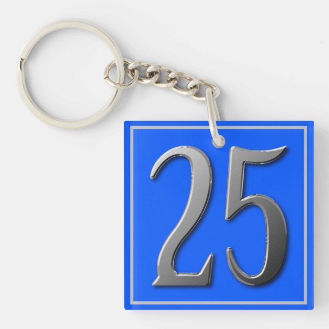 Metallisch 25 auf Bright Blue Schlüsselanhänger (Vorderseite)