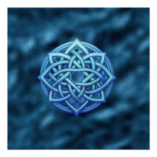 Metallisch Arktisch Blau keltisches Knotenmuster D Poster