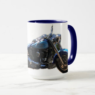 Metallisch blaue Motorrad im Cruiser-Stil Tasse