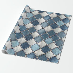 Metallisch-blauer Diamant - Geometrisch-industriel Geschenkpapier