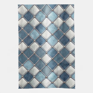 Metallisch-blauer Diamant - Geometrisch-industriel Geschirrtuch