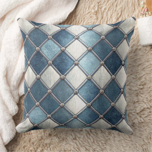 Metallisch-blauer Diamant - Geometrisch-industriel Kissen