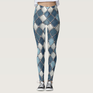 Metallisch-blauer Diamant - Geometrisch-industriel Leggings