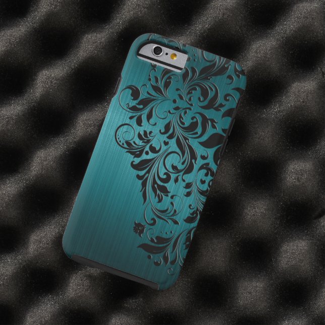 Metallisch blaugrüne lackierte Aluminium- und schw Case-Mate iPhone Hülle (Beispiel)