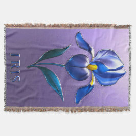 Metallisch Glänzende Blaue Irisblüte mit Text Decke