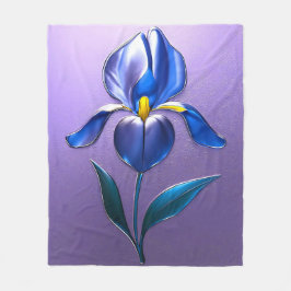 Metallisch Glänzende Blaue Irisblüte mit Text Fleecedecke