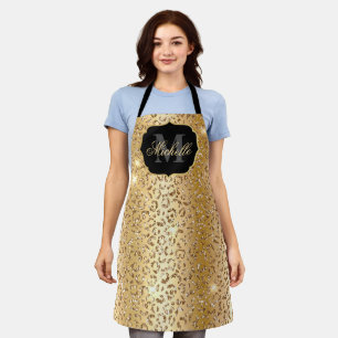 Metallisch Gold & Glitter Glam Leopardenflecken Dr Schürze