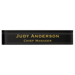 Metallisch Gold & Schwarz Professionell Moderner N Namensplakette