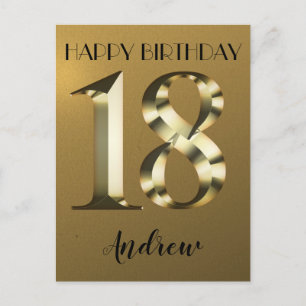 Metallisch goldener 18. Geburtstag Postkarte