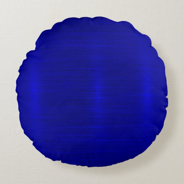 Metallisch, königlich, blau, modern, Schimmer, Rundes Kissen (Vorderseite)