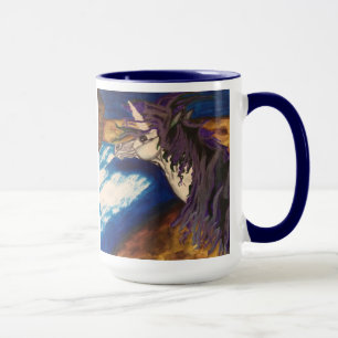 Metallisch lila Haar weißes Einhorn Tasse