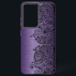 Metallisch Lila mit Black Paisley Lace Samsung Ga Samsung Galaxy Hülle<br><div class="desc">Bild eines lila Hintergrunds aus Metall mit schwarzem Paisley-Akzent.</div>