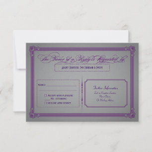Metallisch Lila und Graue Hochzeits-RSVP RSVP Karte