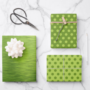 Metallisch Limettengrün Folie Pünktchen Weihnachte Geschenkpapier Set