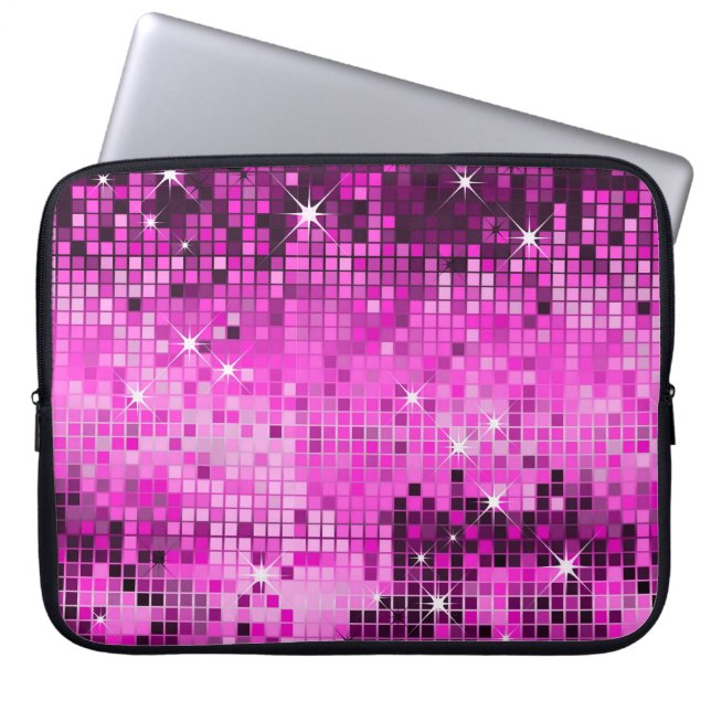Metallisch rosa Sequins Look Disco Mirrors Blend Laptopschutzhülle (Vorderseite)