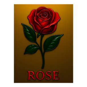 Metallisch Rote Rose in Glanz Poster
