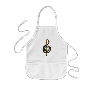 Metallisch verkleidete musikalische Treble Clef mi Kinderschürze