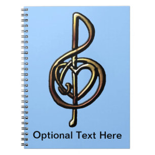 Metallisch verkleidete musikalische Treble Clef mi Notizblock
