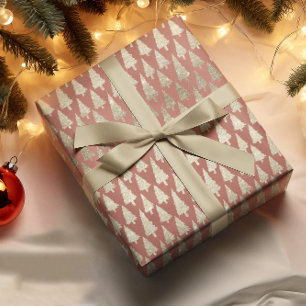 Metallische 14k Gold Glitzer Weihnachtsbaumen auf  Geschenkpapier