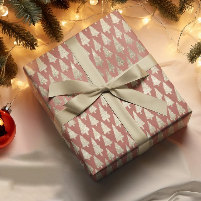 Metallische 14k Gold Glitzer Weihnachtsbaumen auf  Geschenkpapier (Von Creator hochgeladen)