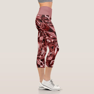 Metallische abstrakte 101 Deep Pink Capri Leggings