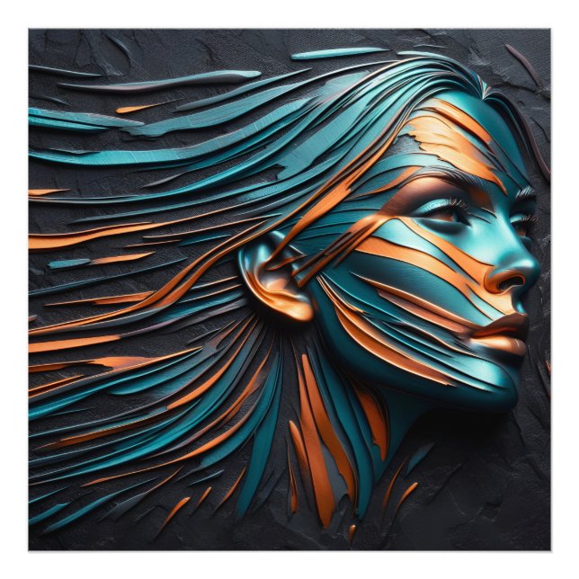 Metallische Abstrakte Frauenkunst. Fotodruck (Vorne)