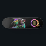 *~* Metallische AP88 Aquamariner Elementargolddrac Skateboard<br><div class="desc">(Suchen Sie nach ähnlichen Artikeln in AP88 ) Einfache Übertragung auf andere Zazzle Produkte. Element-DRAGON mit RING von FEUER / FLAMES / FLAME und INITIALEM MONOGRAM für Ihren Namen - Behalt, bearbeiten oder löschen Sie den Text. Dieses beliebte chinesische Skateboard im chinesischen Stil ist ein individuelles Pro Element Dragon Design,...</div>