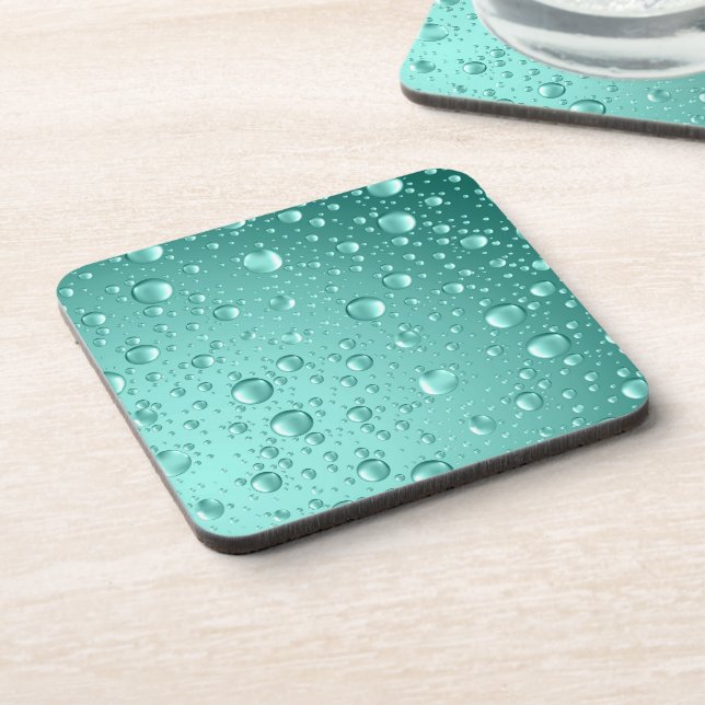 Metallische Aquamarin-grüne Abstrakte Regenfälle Untersetzer (Linke Seite)