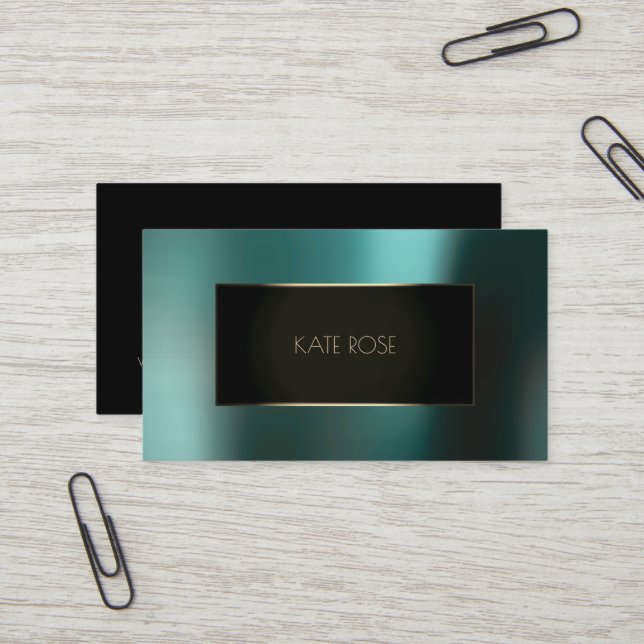 Metallische Aquamarine Aquatic Black Champaign Fra Visitenkarte (Vorderseite/Rückseite Beispiel)