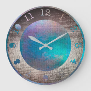 Metallische aquamarine lila tropische Wasserfarbe Große Wanduhr