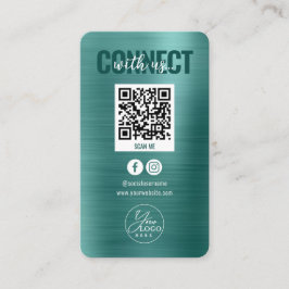 Metallische Aquamarine Verbindung mit dem QR-Code  Visitenkarte