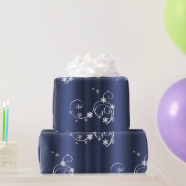 Metallische Aquamarine, weiße Wirbel Weihnachten Geschenkpapier
