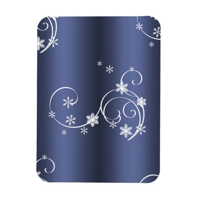 Metallische Aquamarine, weiße Wirbel Weihnachten Magnet (Vertikal)