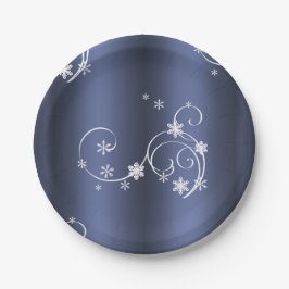 Metallische Aquamarine, weiße Wirbel Weihnachten Pappteller