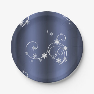 Metallische Aquamarine, weiße Wirbel Weihnachten Pappteller