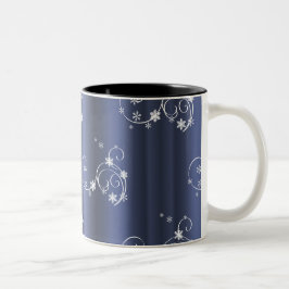 Metallische Aquamarine, weiße Wirbel Weihnachten Zweifarbige Tasse