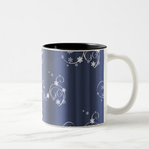 Metallische Aquamarine, weiße Wirbel Weihnachten Zweifarbige Tasse